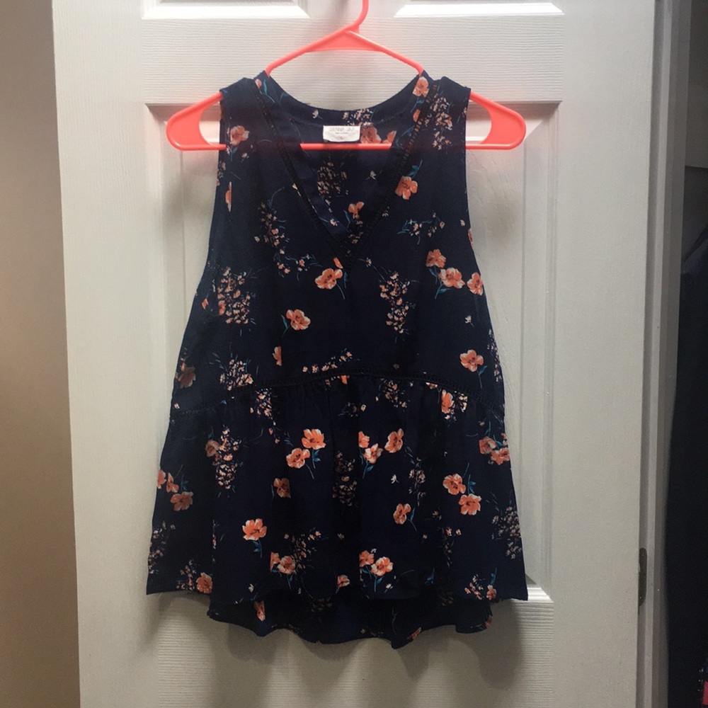 Navy Blue Floral Tank
